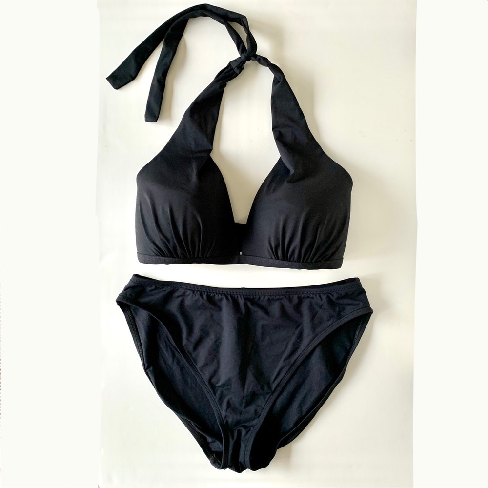 La Blanca Black Halter Bikini, Black, size 12